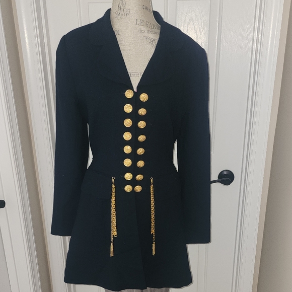 BANU Paris vintage Crepe Wool Structured Detailed Lined Jacket Dress SZ 12